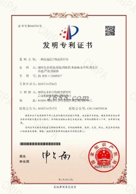 Invention patent certificate